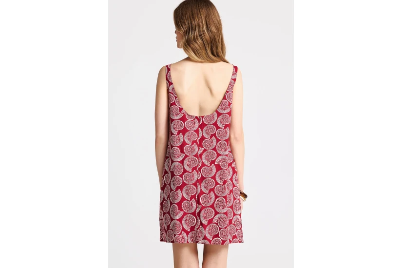 Funky Buddha Linen Blend Γυναικείο Φόρεμα Mini Κεραμιδί, Εκρού