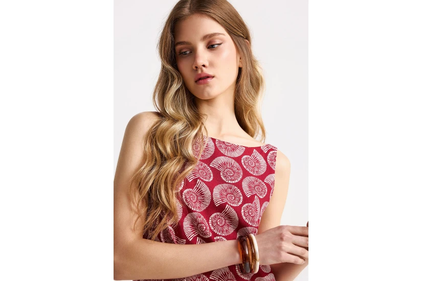 Funky Buddha Linen Blend Γυναικείο Φόρεμα Mini Κεραμιδί, Εκρού