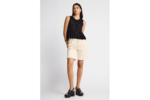 Funky Buddha Crochet Μπλούζα Αμάνικη Γυναικεία (FBL013-132-17-BLACK)