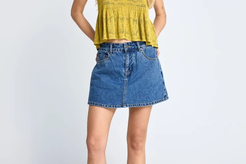 Funky Buddha Crochet Μπλούζα Αμάνικη Γυναικεία (FBL013-132-17-LEMONGRASS)