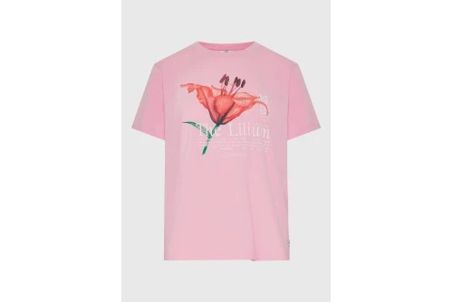 Funky Buddha Printed Cotton Loose T-Shirt Γυναικείο (FBL013-133-04-CANDY-PINK)