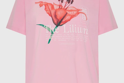 Funky Buddha Printed Cotton Loose T-Shirt Γυναικείο (FBL013-133-04-CANDY-PINK)
