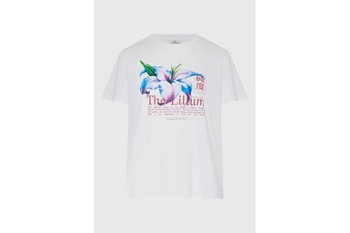 Funky Buddha Printed Cotton Loose T-Shirt Γυναικείο (FBL013-133-04-WHITE)