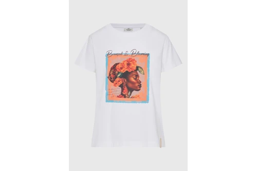 Funky Buddha Printed Cotton T-Shirt Γυναικείο (FBL013-134-04-WHITE)