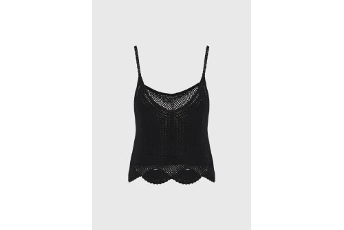 Funky Buddha Crochet Crop Top Αμάνικο Γυναικείο (FBL013-134-17-BLACK)