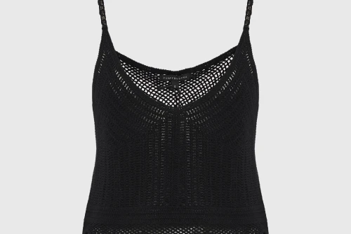 Funky Buddha Crochet Crop Top Αμάνικο Γυναικείο (FBL013-134-17-BLACK)