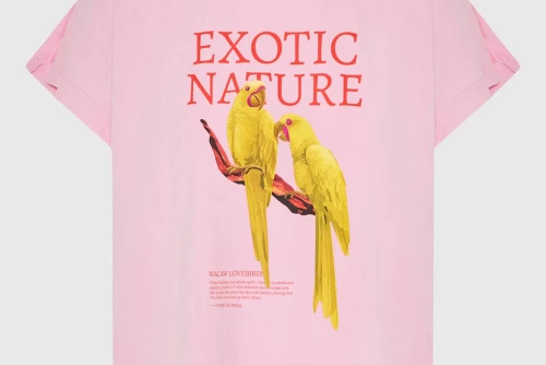 Funky Buddha Printed Cotton Loose T-Shirt Γυναικείο (FBL013-135-04-CANDY-PINK)
