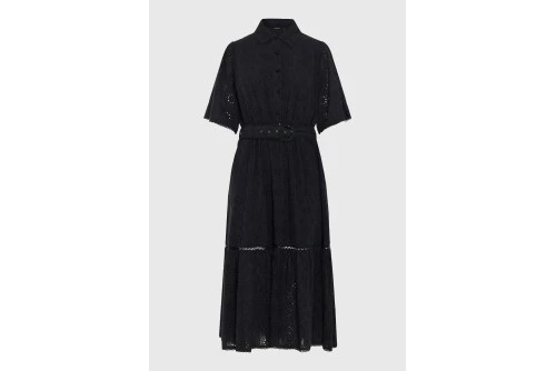 Funky Buddha Embroidered Relaxed-Fit Cotton Φόρεμα Midi Γυναικείο (FBL013-135-13-BLACK)