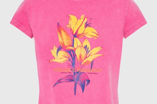 Funky Buddha Print Slim T-Shirt Γυναικείο (FBL013-136-04-FUCHSIA)