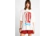 Funky Buddha Γυναικείο Κοντομάνικο T-Shirt Εκρού, Κόκκινο, Μπλε