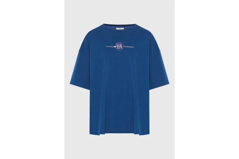 Funky Buddha Γυναικεία Κοντομάνικη Μπλούζα Μπλε Σκούρο