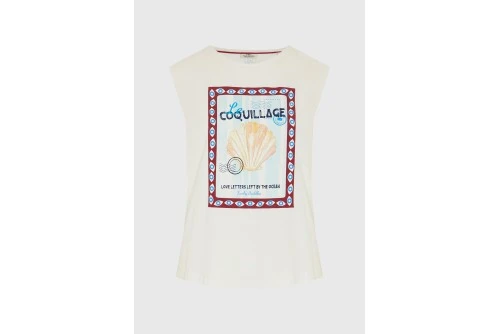 Funky Buddha Print Μπλούζα Αμάνικη Γυναικεία (FBL013-140-04-OFF-WHITE)