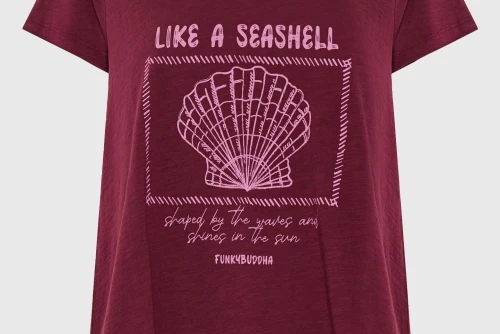 Funky Buddha Printed T-Shirt Γυναικείο (FBL013-147-04-BURGUNDY)