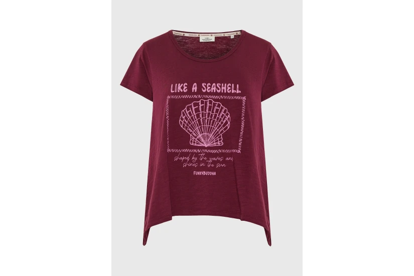 Funky Buddha Γυναικείο Κοντομάνικο T-Shirt Μπορντό, Ροζ
