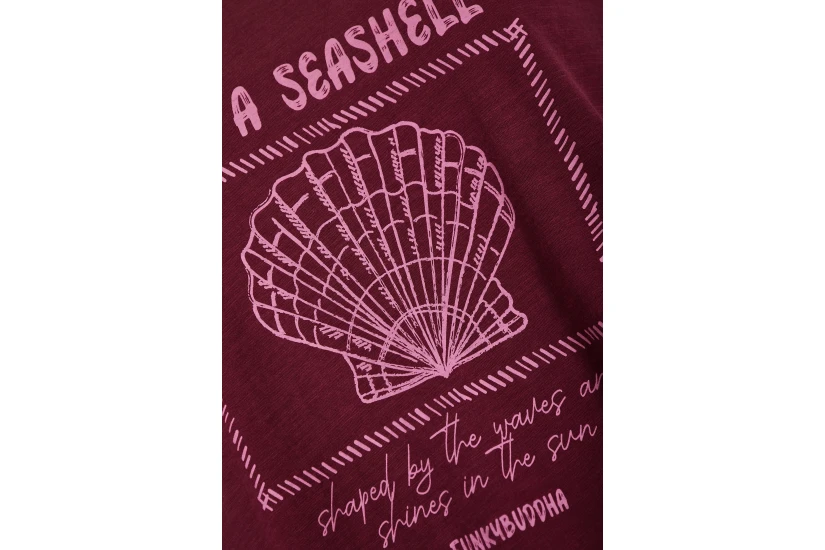 Funky Buddha Γυναικείο Κοντομάνικο T-Shirt Μπορντό, Ροζ