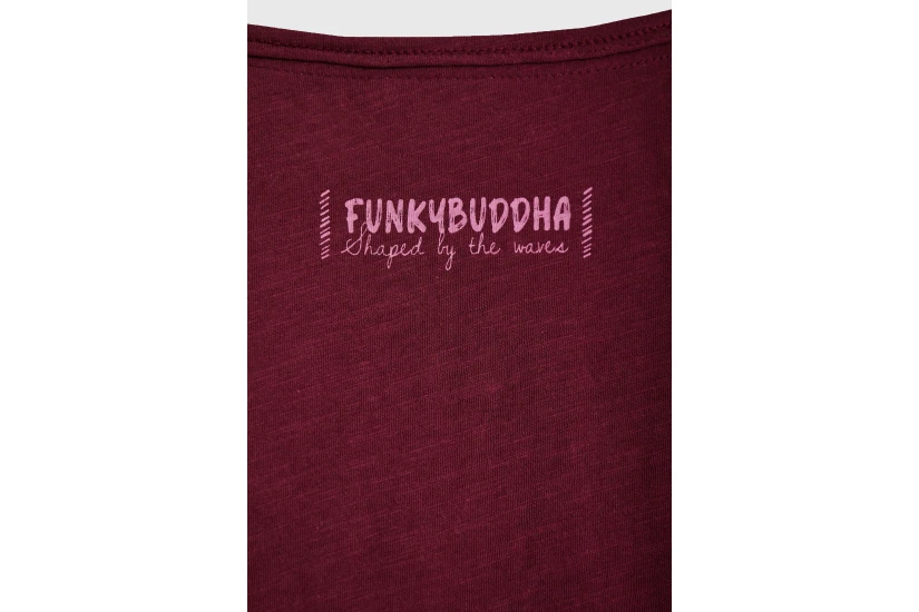 Funky Buddha Γυναικείο Κοντομάνικο T-Shirt Μπορντό, Ροζ