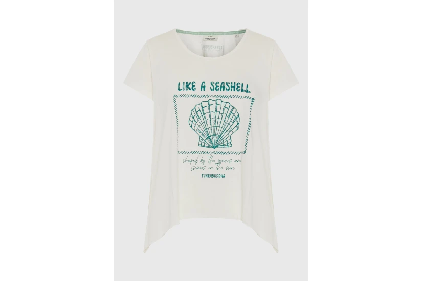 Funky Buddha Γυναικείο Κοντομάνικο T-Shirt Λευκό, Πράσινο