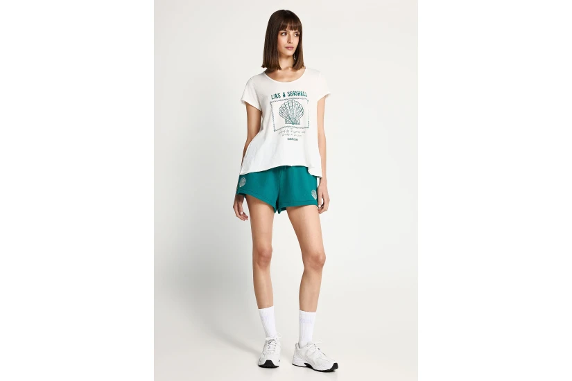 Funky Buddha Γυναικείο Κοντομάνικο T-Shirt Λευκό, Πράσινο