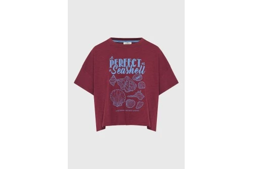 Funky Buddha Print T-Shirt Γυναικείο (FBL013-149-04-BURGUNDY)