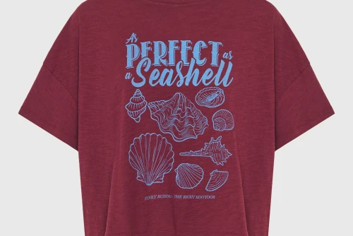 Funky Buddha Print T-Shirt Γυναικείο (FBL013-149-04-BURGUNDY)