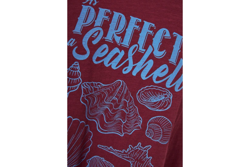 Funky Buddha Print Γυναικείο Κοντομάνικο T-Shirt Μπορντό, Μπλε