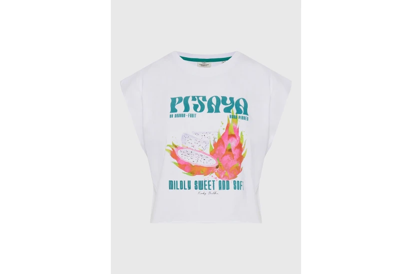 Funky Buddha Γυναικείο Αμάνικο T-Shirt Λευκό