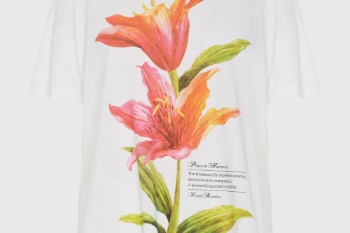 Funky Buddha Print Loose Fit T-Shirt Γυναικείο (FBL013-152-04-WHITE)