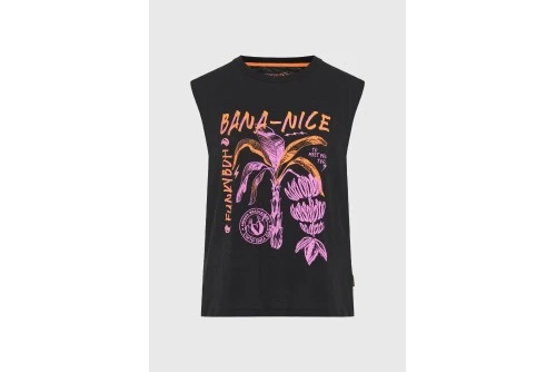 Funky Buddha Print Μπλούζα Αμάνικη Γυναικεία (FBL013-153-04-BLACK)