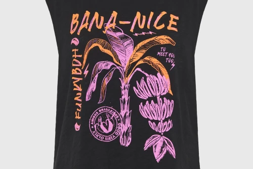 Funky Buddha Print Μπλούζα Αμάνικη Γυναικεία (FBL013-153-04-BLACK)