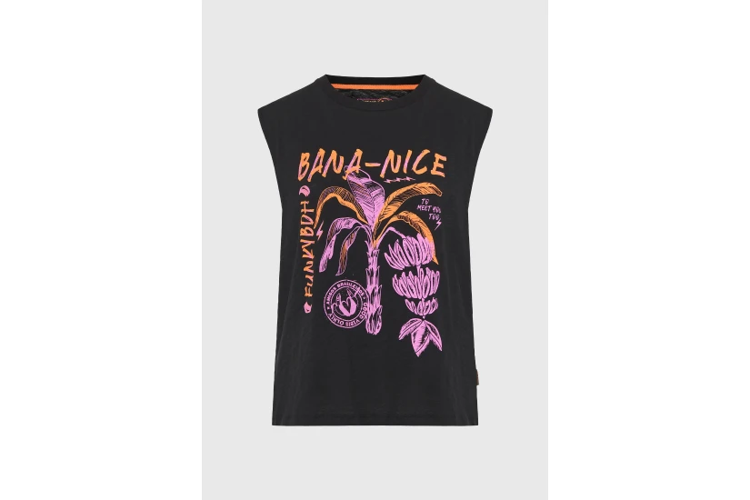 Funky Buddha Γυναικείο Αμάνικο T-Shirt Μαύρο