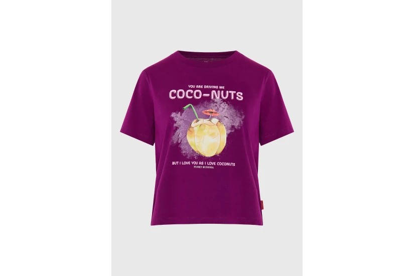Funky Buddha Γυναικείο Κοντομάνικο T-Shirt Βιολετί