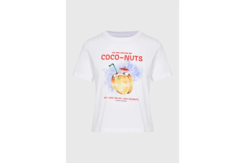 Funky Buddha Γυναικείο Κοντομάνικο T-Shirt Λευκό