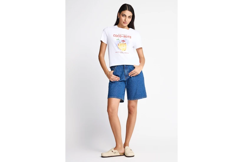 Funky Buddha Γυναικείο Κοντομάνικο T-Shirt Λευκό