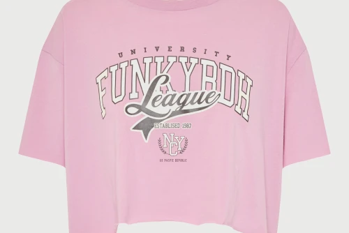 Funky Buddha Printed Cropped T-Shirt Γυναικείο (FBL013-159-04-PINK-MIST)