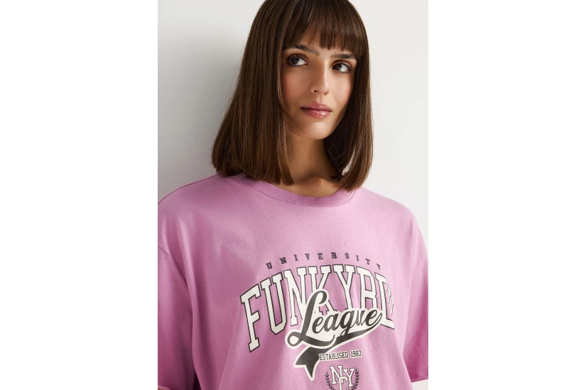 Funky Buddha Γυναικείο Κοντομάνικο T-Shirt Ροζ