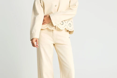 Funky Buddha Μπουφάν Τζιν Γυναικείο (FBL013-160-01-OFF-WHITE)
