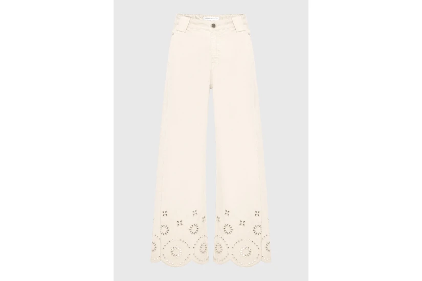 Funky Buddha Wide Leg Γυναικείο Παντελόνι Τζιν Εκρού