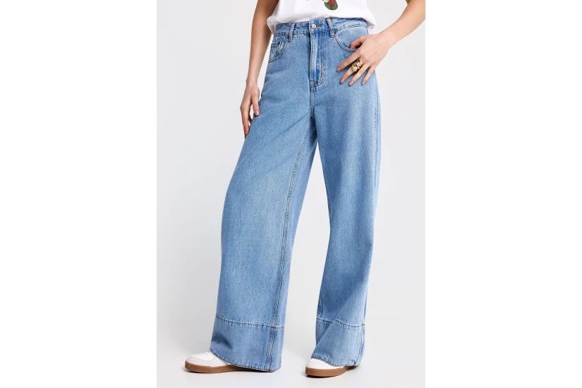 Funky Buddha Flare Fit Γυναικείο Παντελόνι Τζιν Γαλάζιο