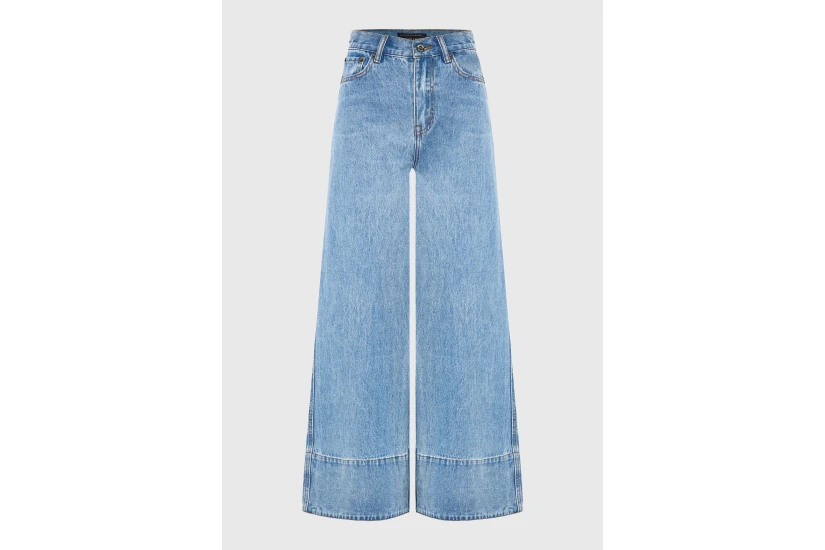 Funky Buddha Flare Fit Γυναικείο Παντελόνι Τζιν Γαλάζιο