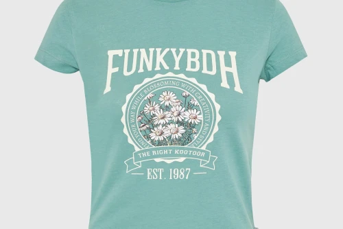 Funky Buddha Print T-Shirt Γυναικείο (FBL013-163-04-GREEN-LAKE)