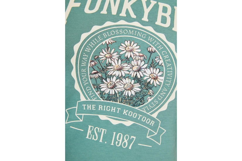 Funky Buddha Γυναικείο Κοντομάνικο T-Shirt Βεραμάν, Εκρού