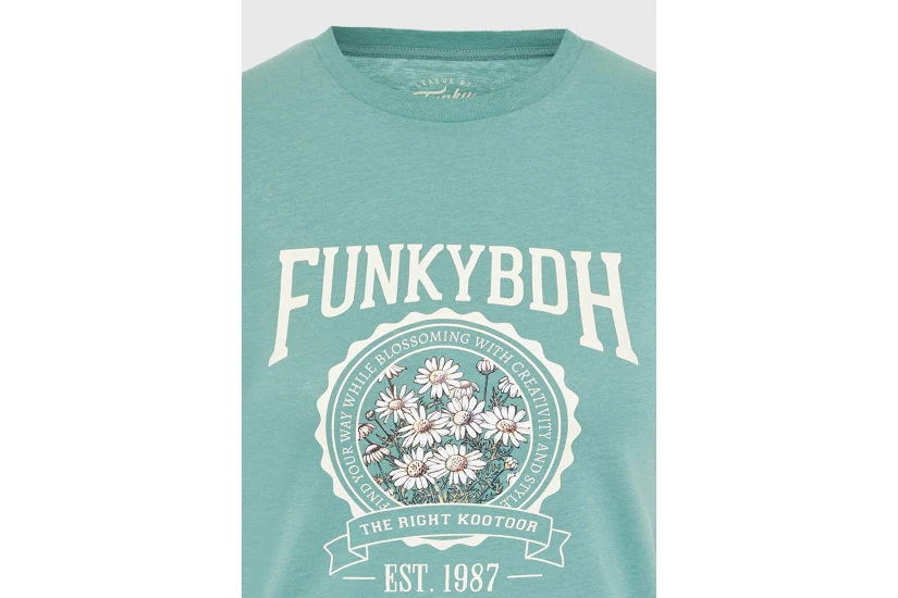 Funky Buddha Γυναικείο Κοντομάνικο T-Shirt Βεραμάν, Εκρού