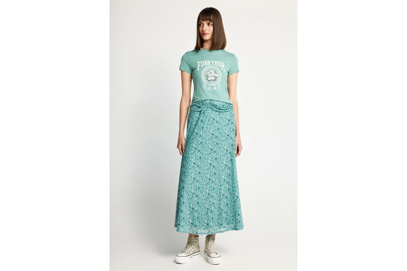 Funky Buddha Γυναικείο Κοντομάνικο T-Shirt Βεραμάν, Εκρού