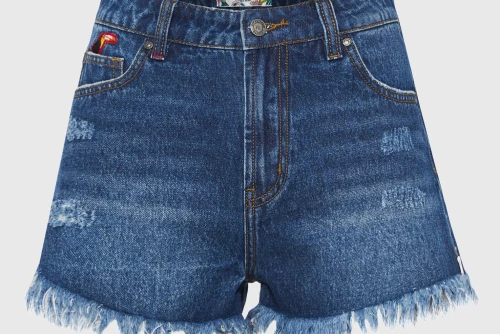 Funky Buddha Distressed- Effect Σορτς Τζιν Γυναικείο (FBL013-165-03-DK-BLUE)