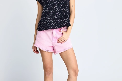 Funky Buddha Low-Rise Σορτς Τζιν Γυναικείο (FBL013-167-03-CANDY-PINK)