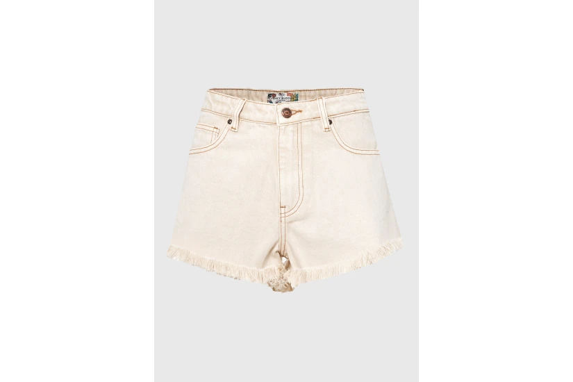 Funky Buddha Γυναικείο Τζιν Σορτς Εκρού