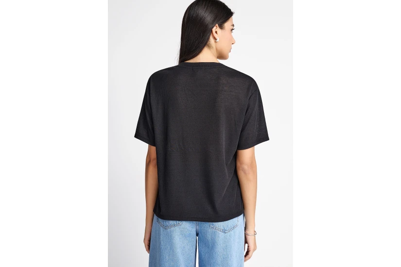 Funky Buddha Γυναικείο Κοντομάνικο T-Shirt Μαύρο