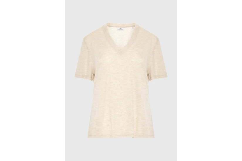 Funky Buddha Γυναικείο Κοντομάνικο T-Shirt Μπεζ