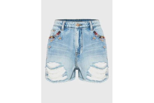 Funky Buddha Embroidery Σορτς Τζιν Γυναικείο (FBL013-174-03-LT-BLUE)