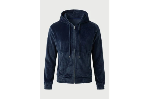 Funky Buddha Hooded Ζακέτα Βελουτέ Γυναικεία (FBL014-100-06-MIDNIGHT-BLUE)